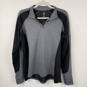 Noble Outfitters Mens XL Gray Black Colorblock 1/4 Zip Performance Pullover Top